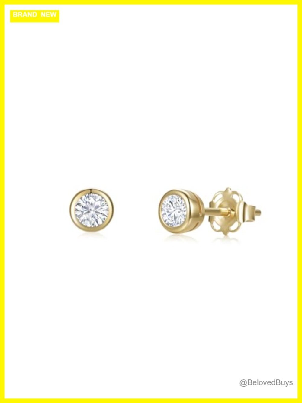 14k Solid Gold Bezel Set Lab Grown Diamond Stud Earrings 0.25 Carat